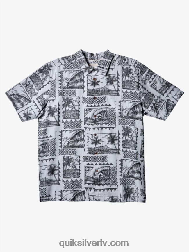 vīriešiem Quiksilver Waterman surf trippers krekls ar īsām piedurknēm melnie sērfošanas braucēji 88064R433