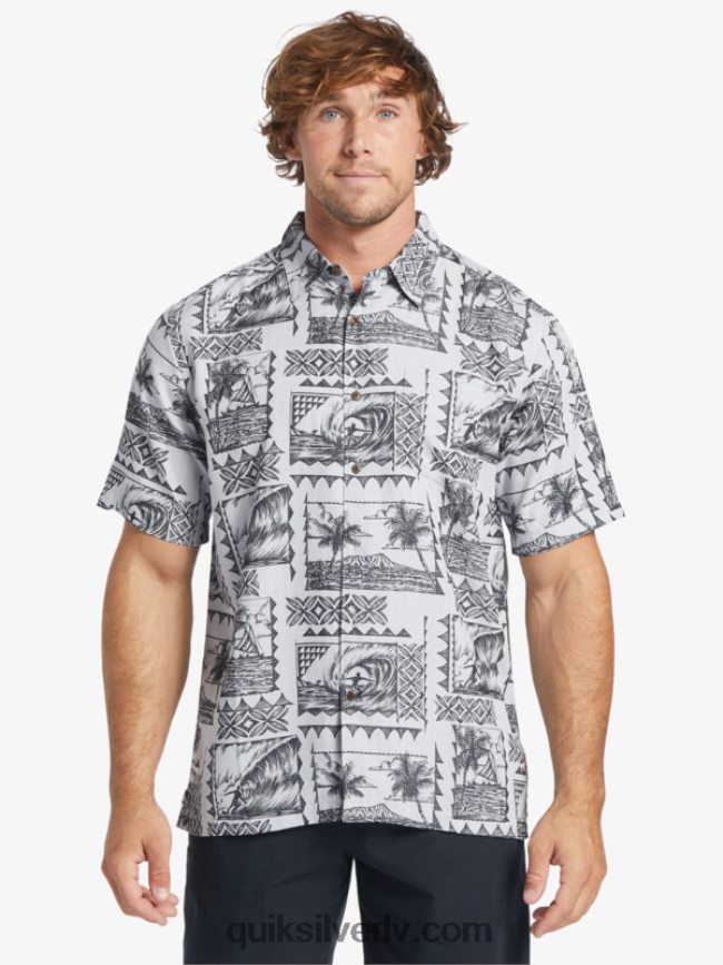 vīriešiem Quiksilver Waterman surf trippers krekls ar īsām piedurknēm melnie sērfošanas braucēji 88064R433