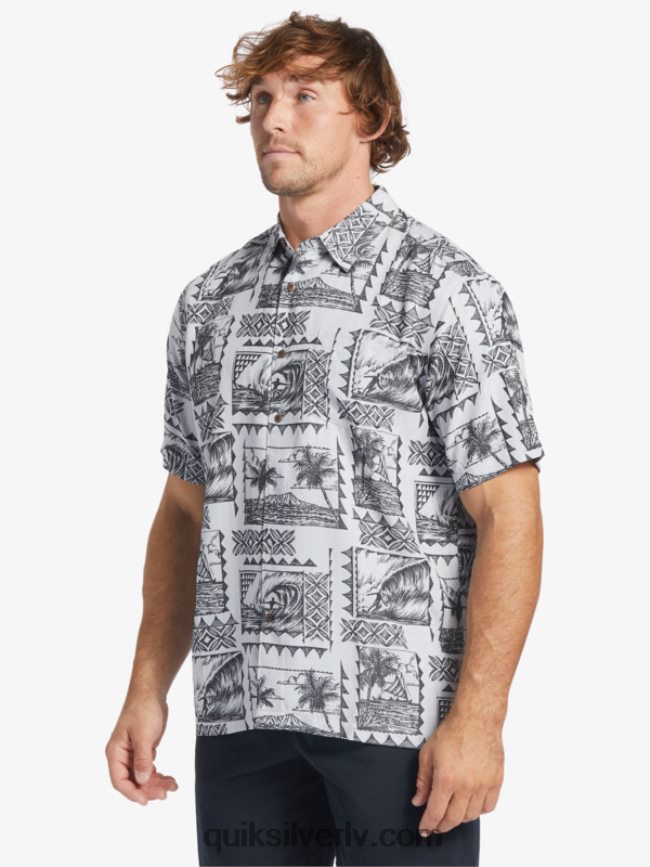 vīriešiem Quiksilver Waterman surf trippers krekls ar īsām piedurknēm melnie sērfošanas braucēji 88064R433