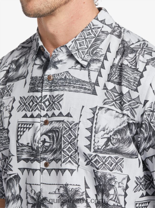 vīriešiem Quiksilver Waterman surf trippers krekls ar īsām piedurknēm melnie sērfošanas braucēji 88064R433
