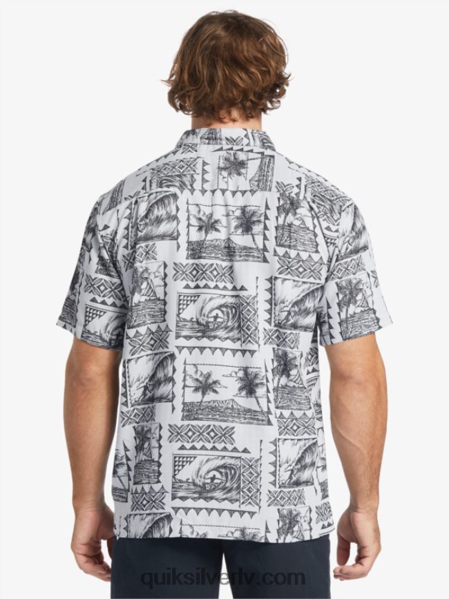 vīriešiem Quiksilver Waterman surf trippers krekls ar īsām piedurknēm melnie sērfošanas braucēji 88064R433