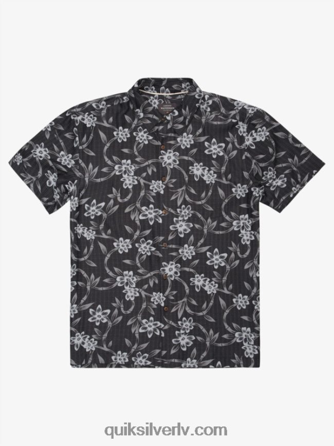 vīriešiem Quiksilver Waterman twisted flow krekls ar īsām piedurknēm melna savīta plūsma 88064R1352