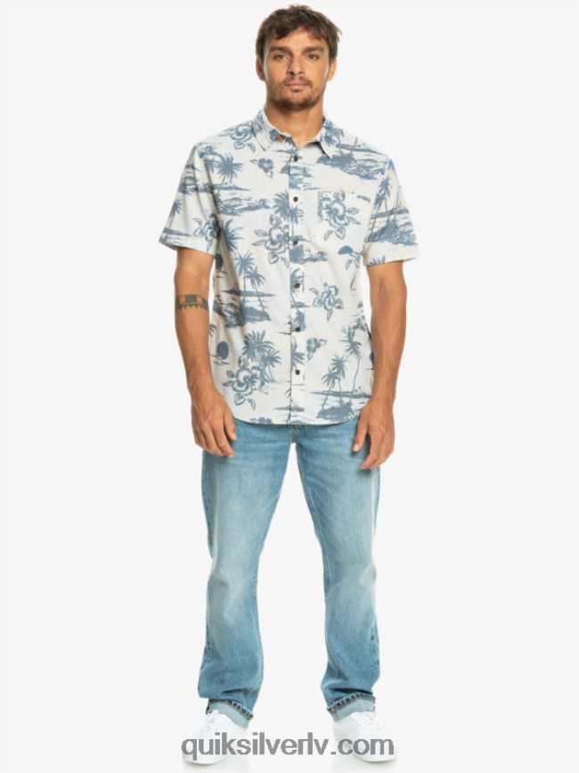 vīriešiem Quiksilver airflow kokvilnas krekls ar īsām piedurknēm bērza gaisa plūsma 88064R1368