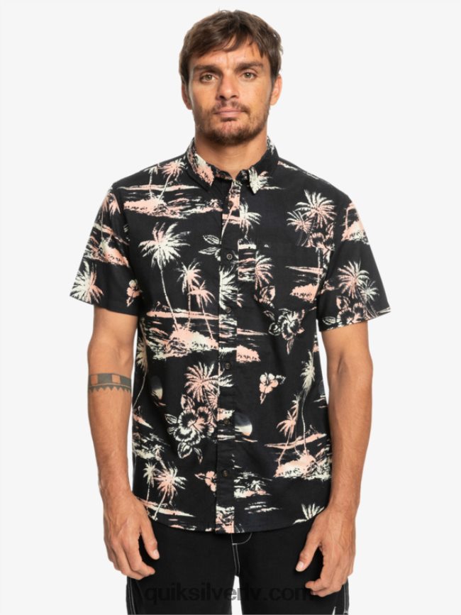 vīriešiem Quiksilver airflow kokvilnas krekls ar īsām piedurknēm melna gaisa plūsma 88064R1369