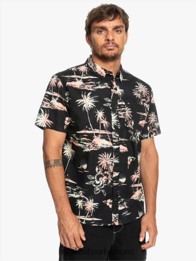 vīriešiem Quiksilver airflow kokvilnas krekls ar īsām piedurknēm melna gaisa plūsma 88064R1369