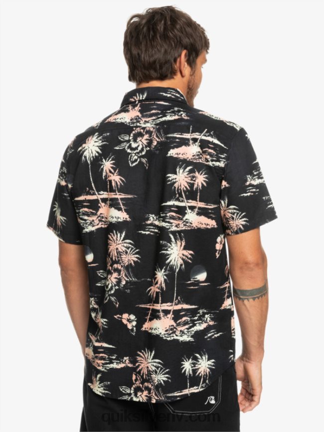 vīriešiem Quiksilver airflow kokvilnas krekls ar īsām piedurknēm melna gaisa plūsma 88064R1369