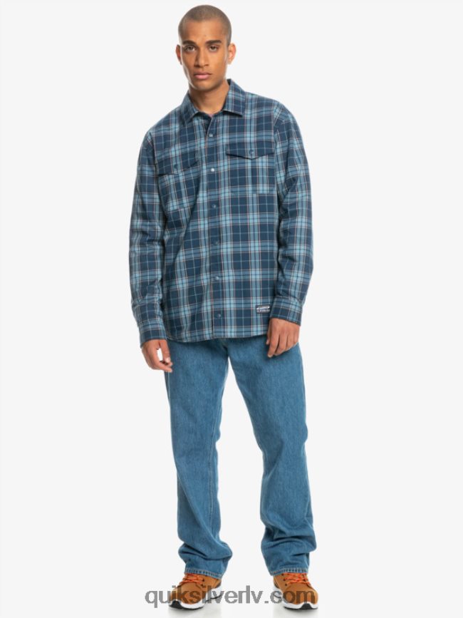 vīriešiem Quiksilver brīva kāpšana izolēts atgriezenisks flaneļa krekls zīmotnes zils brīvais kāpiens 88064R1702