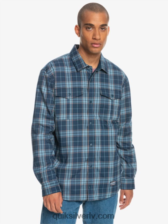 vīriešiem Quiksilver brīva kāpšana izolēts atgriezenisks flaneļa krekls zīmotnes zils brīvais kāpiens 88064R1702