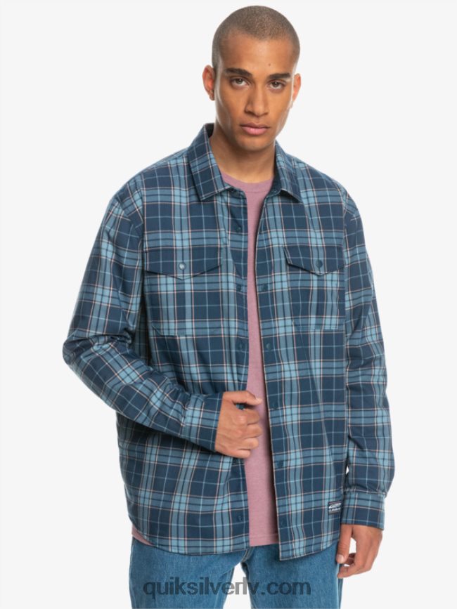 vīriešiem Quiksilver brīva kāpšana izolēts atgriezenisks flaneļa krekls zīmotnes zils brīvais kāpiens 88064R1702