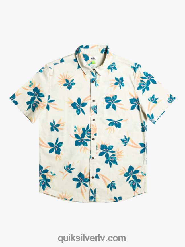 vīriešiem Quiksilver brīvdienu krekls ar īsām piedurknēm bērzs svētīts 88064R1088