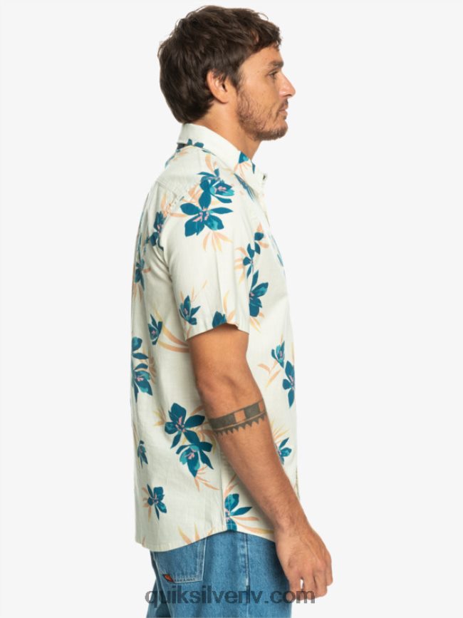 vīriešiem Quiksilver brīvdienu krekls ar īsām piedurknēm bērzs svētīts 88064R1088