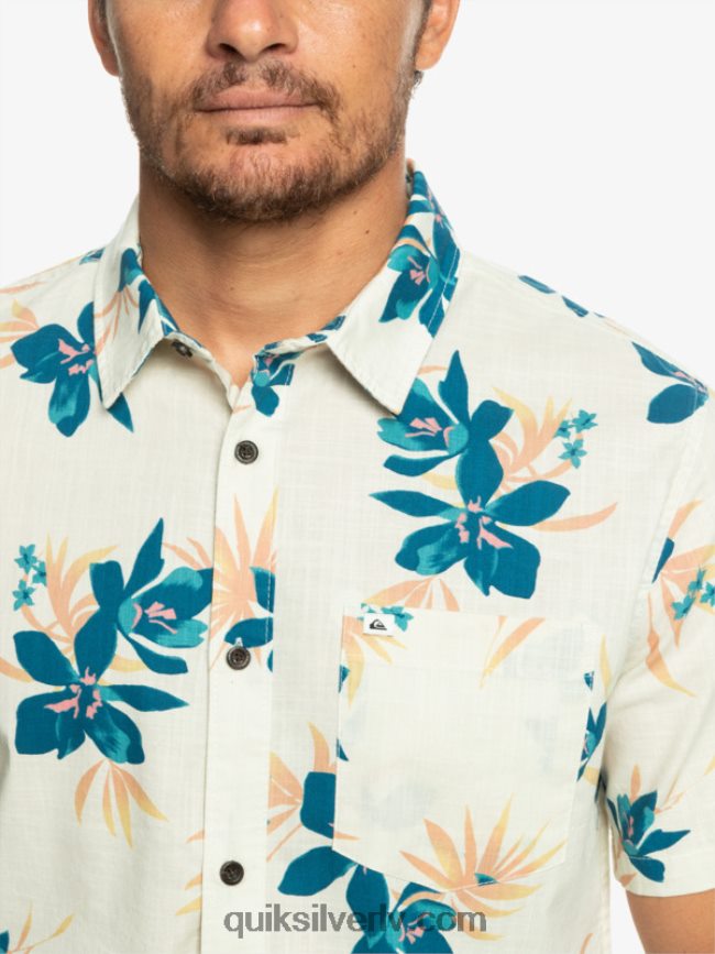 vīriešiem Quiksilver brīvdienu krekls ar īsām piedurknēm bērzs svētīts 88064R1088