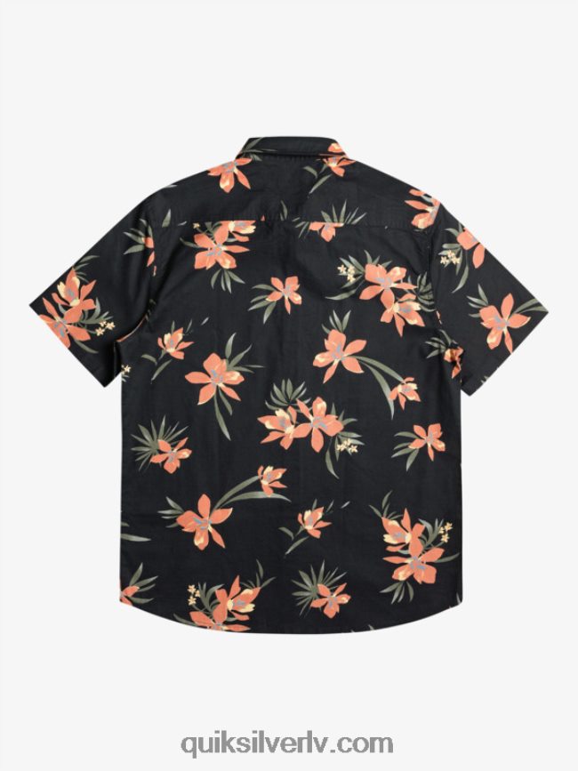 vīriešiem Quiksilver brīvdienu krekls ar īsām piedurknēm melns atvaļinājums 88064R1087