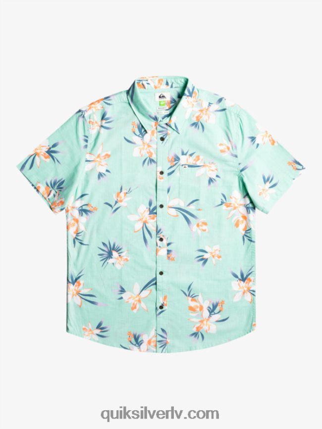 vīriešiem Quiksilver brīvdienu krekls ar īsām piedurknēm pludmales stikls aizvērts 88064R1089