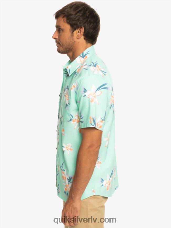 vīriešiem Quiksilver brīvdienu krekls ar īsām piedurknēm pludmales stikls aizvērts 88064R1089