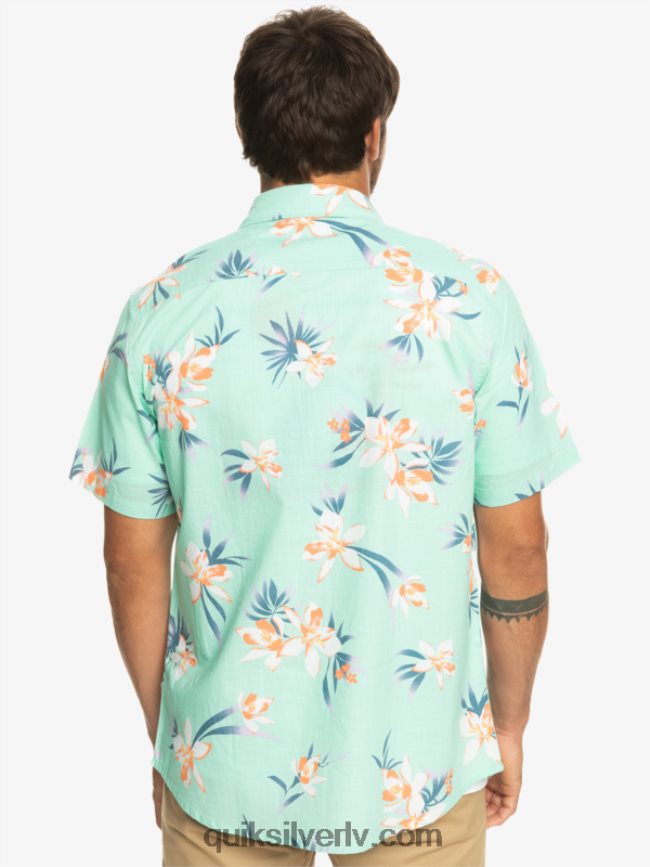 vīriešiem Quiksilver brīvdienu krekls ar īsām piedurknēm pludmales stikls aizvērts 88064R1089