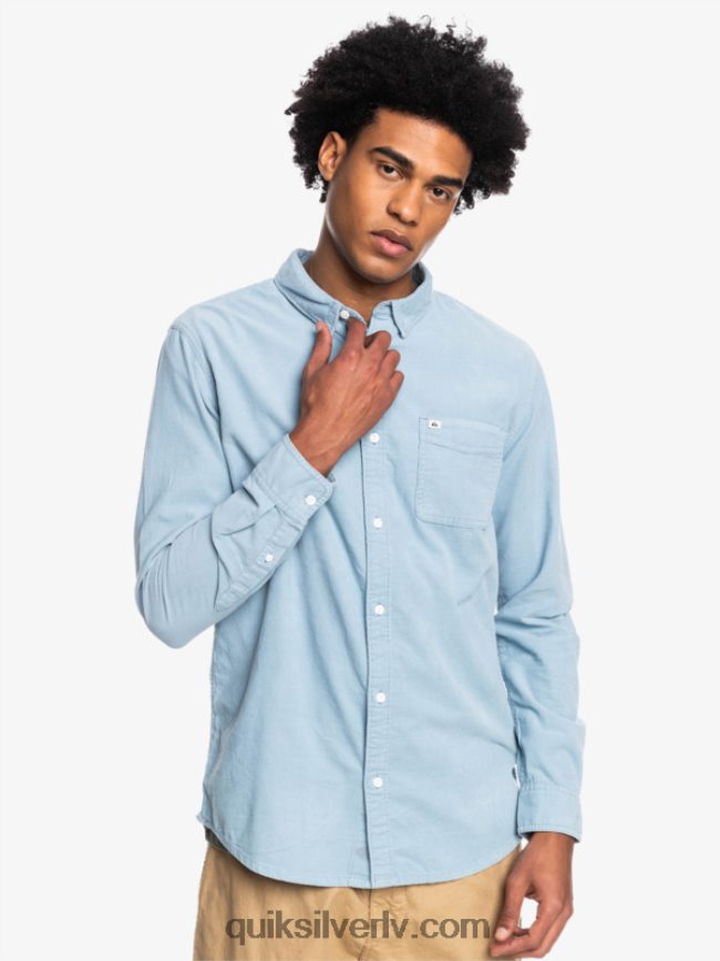 vīriešiem Quiksilver dūmu takas krekls ar garām piedurknēm ešlija zila 88064R1225