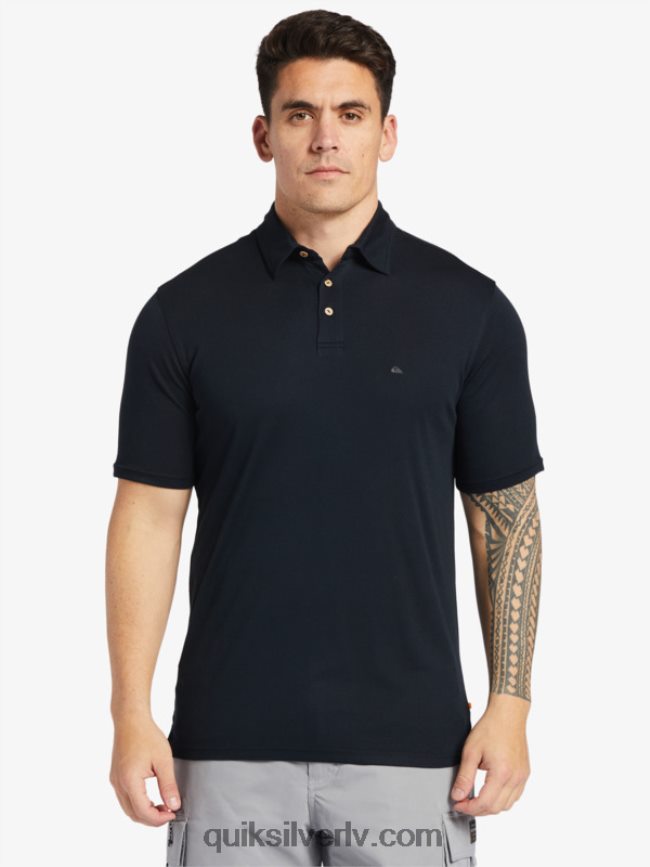 vīriešiem Quiksilver ūdensvīra ūdenspolo polo krekls ar īsām piedurknēm melns 88064R245