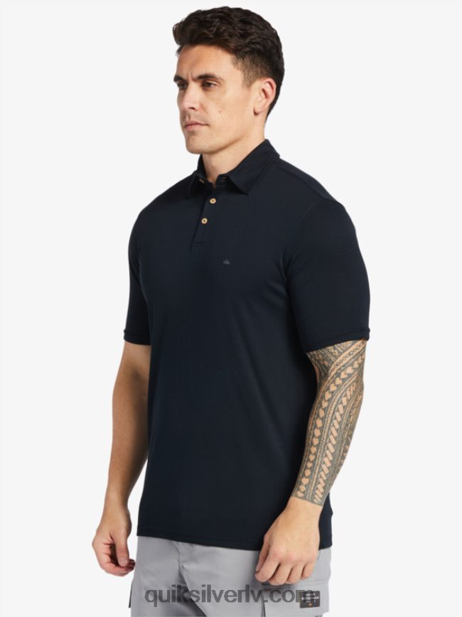 vīriešiem Quiksilver ūdensvīra ūdenspolo polo krekls ar īsām piedurknēm melns 88064R245
