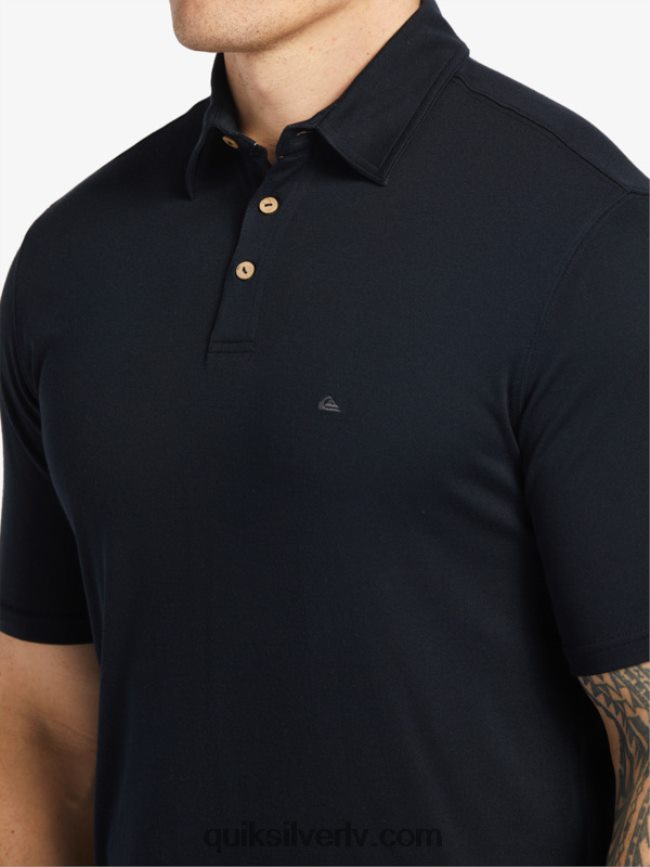vīriešiem Quiksilver ūdensvīra ūdenspolo polo krekls ar īsām piedurknēm melns 88064R245