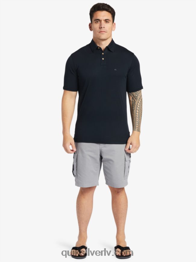 vīriešiem Quiksilver ūdensvīra ūdenspolo polo krekls ar īsām piedurknēm melns 88064R245