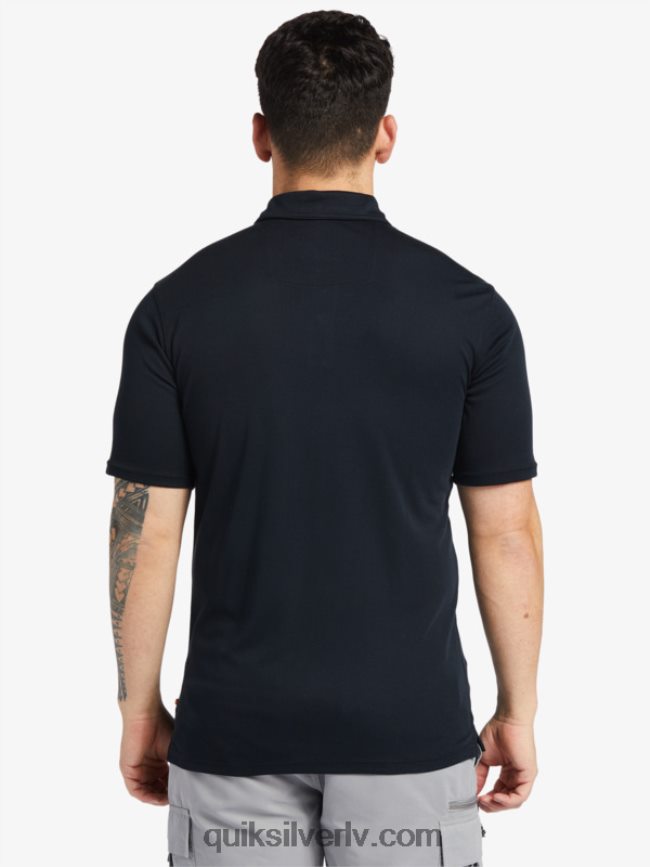 vīriešiem Quiksilver ūdensvīra ūdenspolo polo krekls ar īsām piedurknēm melns 88064R245