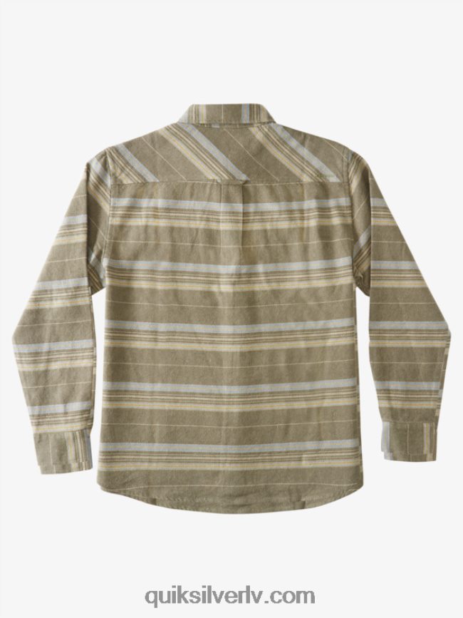 vīriešiem Quiksilver ūdensvīra horizontālas kores flaneļa krekls ar garām piedurknēm putekļaina olīvu horizontāla grēda 88064R1122