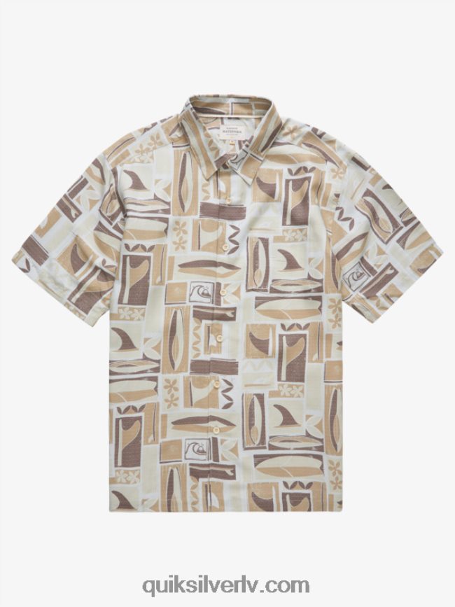 vīriešiem Quiksilver ūdensvīra kapua krekls ar īsām piedurknēm brūnie rīsi kapua 88064R1889