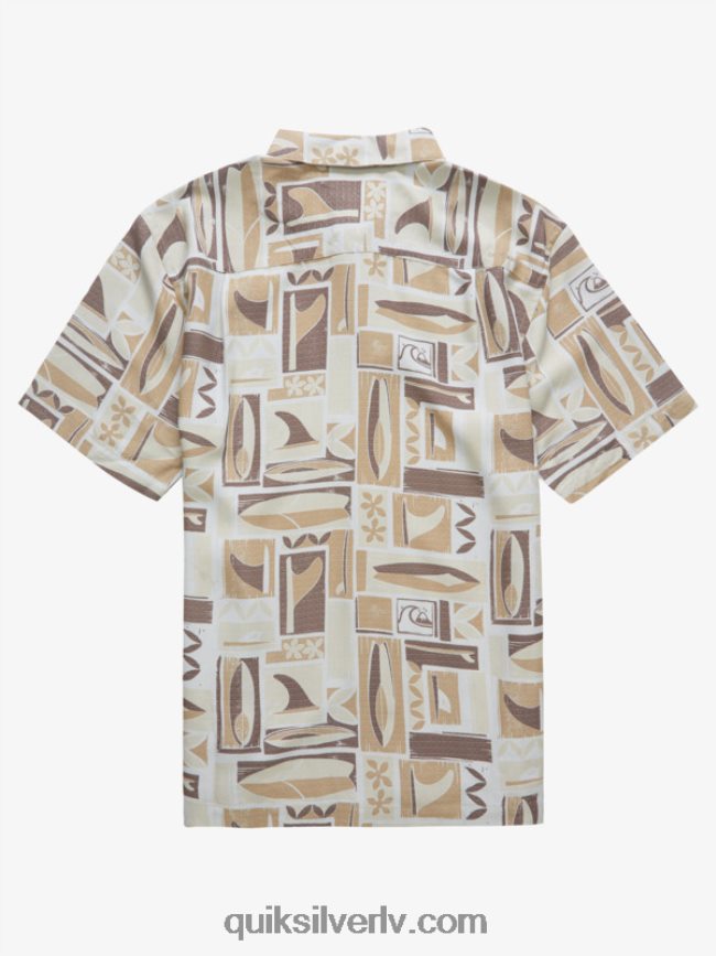 vīriešiem Quiksilver ūdensvīra kapua krekls ar īsām piedurknēm brūnie rīsi kapua 88064R1889