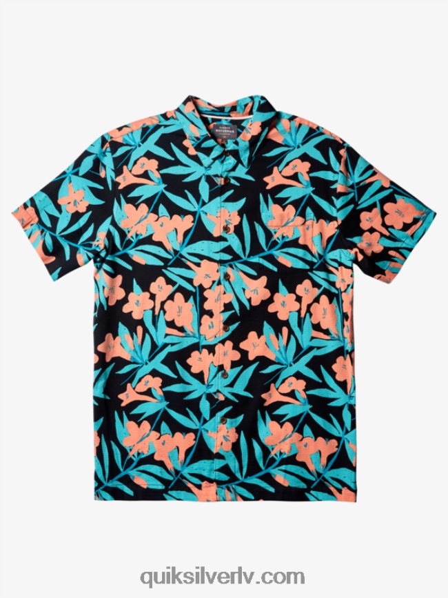 vīriešiem Quiksilver ūdensvīra krekls ar īsām piedurknēm melns ap krūmu 88064R474