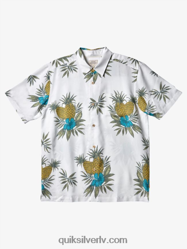 vīriešiem Quiksilver ūdensvīra lauka darba krekls ar īsām piedurknēm antīks balts lauka darbs 88064R450