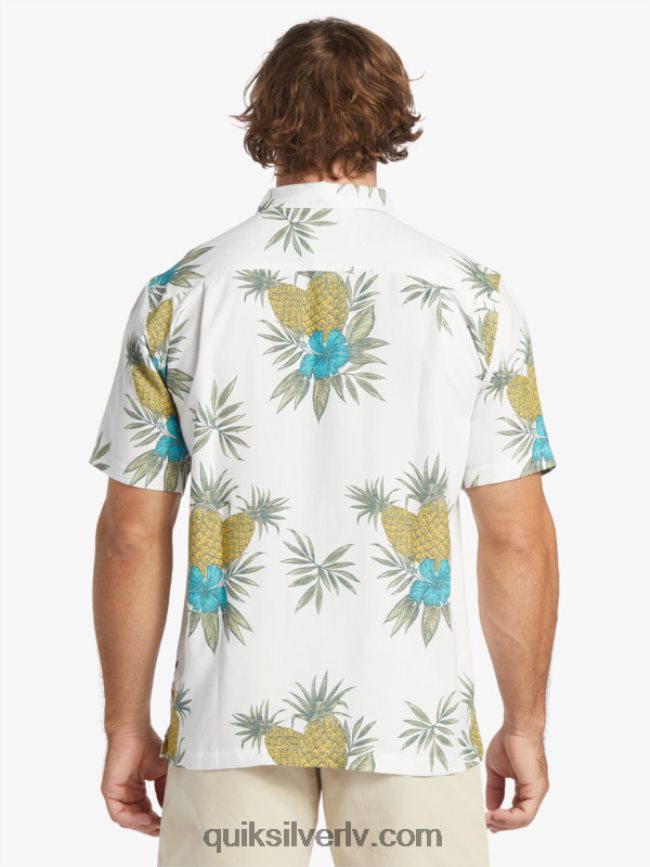 vīriešiem Quiksilver ūdensvīra lauka darba krekls ar īsām piedurknēm antīks balts lauka darbs 88064R450