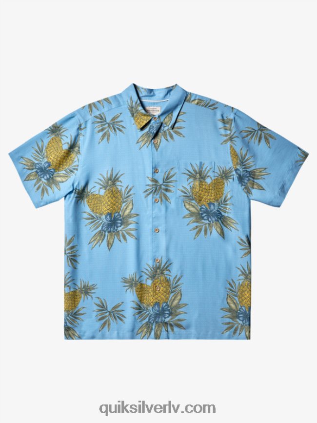 vīriešiem Quiksilver ūdensvīra lauka darba krekls ar īsām piedurknēm krēslas zils lauka darbs 88064R448