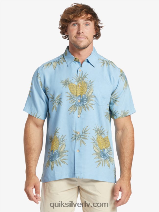 vīriešiem Quiksilver ūdensvīra lauka darba krekls ar īsām piedurknēm krēslas zils lauka darbs 88064R448