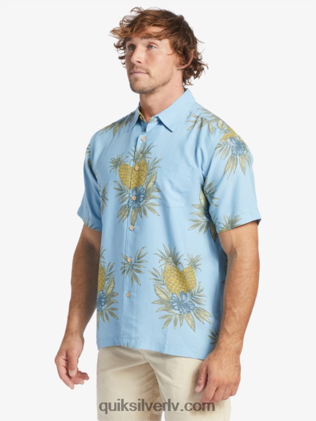 vīriešiem Quiksilver ūdensvīra lauka darba krekls ar īsām piedurknēm krēslas zils lauka darbs 88064R448