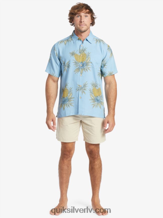 vīriešiem Quiksilver ūdensvīra lauka darba krekls ar īsām piedurknēm krēslas zils lauka darbs 88064R448