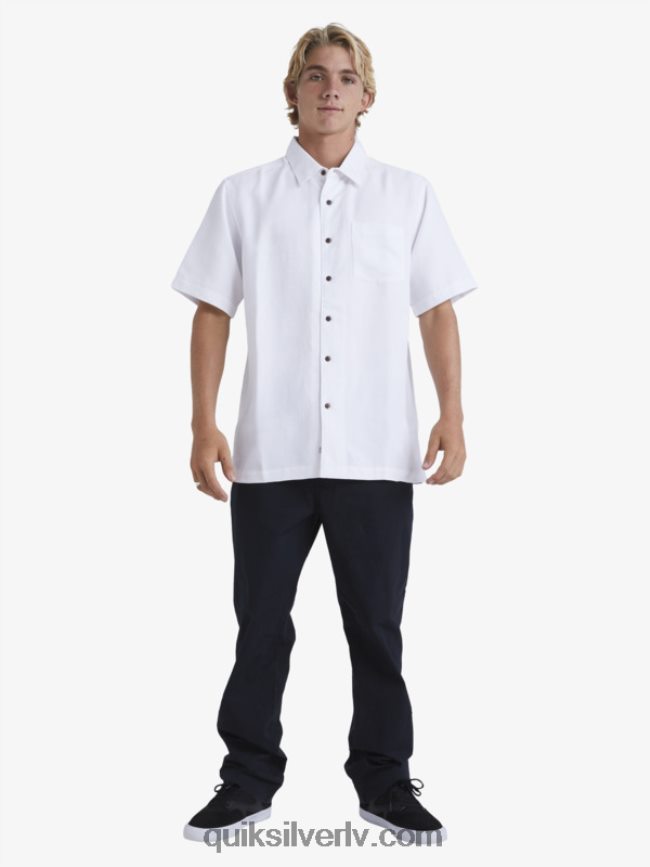 vīriešiem Quiksilver ūdensvīra manele bay krekls ar īsām piedurknēm balts 88064R799