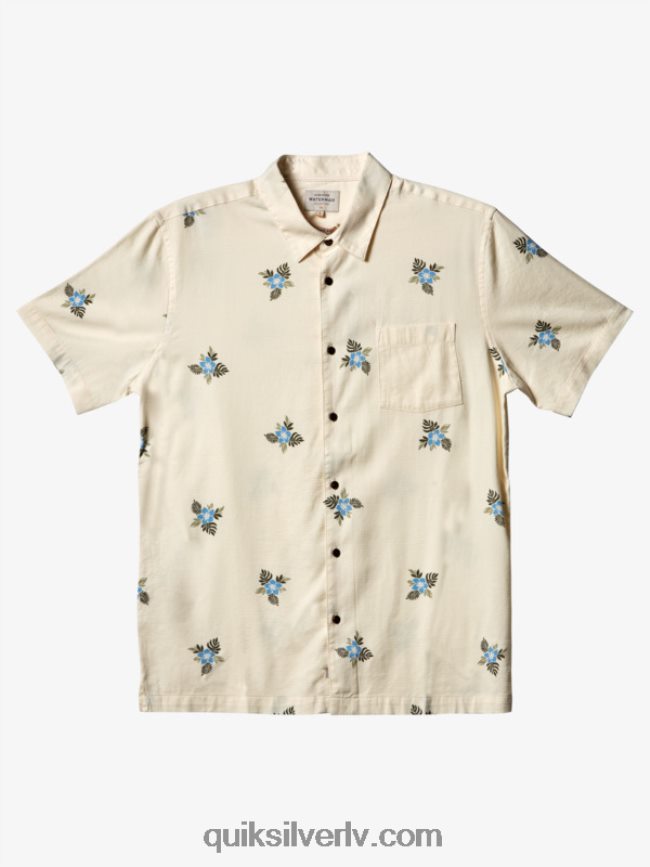 vīriešiem Quiksilver ūdensvīra mazo pedāļu krekls ar īsām piedurknēm antīki balti mazie pedāļi 88064R425