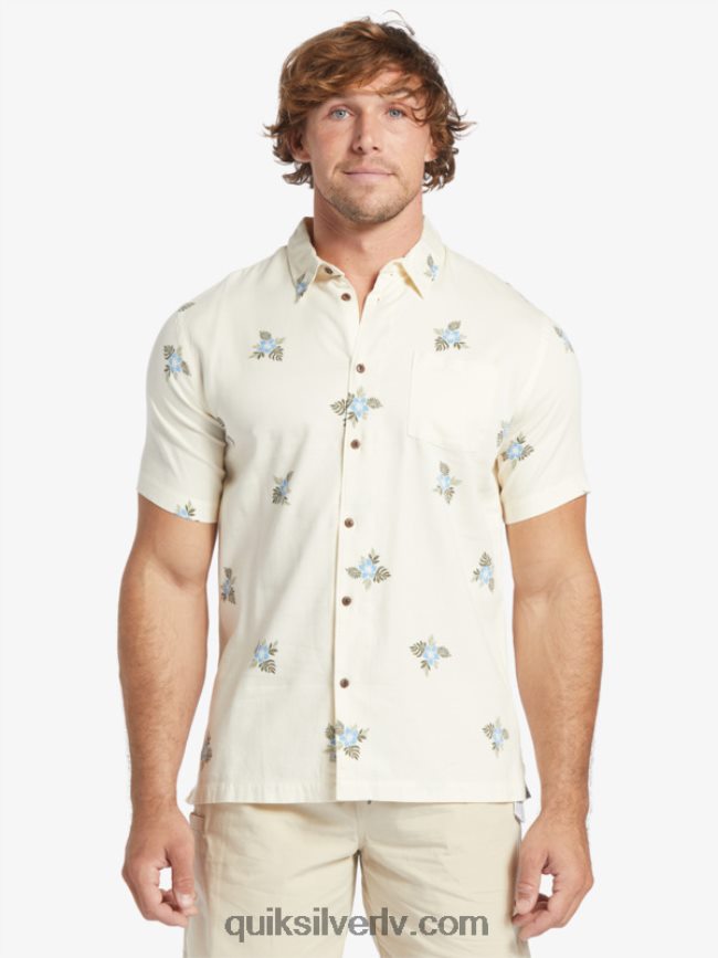 vīriešiem Quiksilver ūdensvīra mazo pedāļu krekls ar īsām piedurknēm antīki balti mazie pedāļi 88064R425