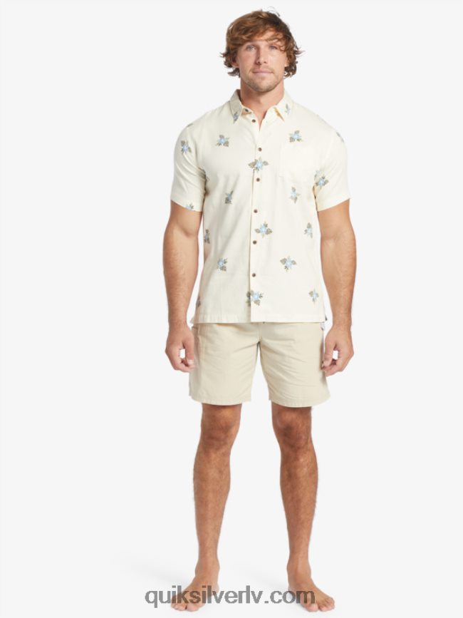 vīriešiem Quiksilver ūdensvīra mazo pedāļu krekls ar īsām piedurknēm antīki balti mazie pedāļi 88064R425