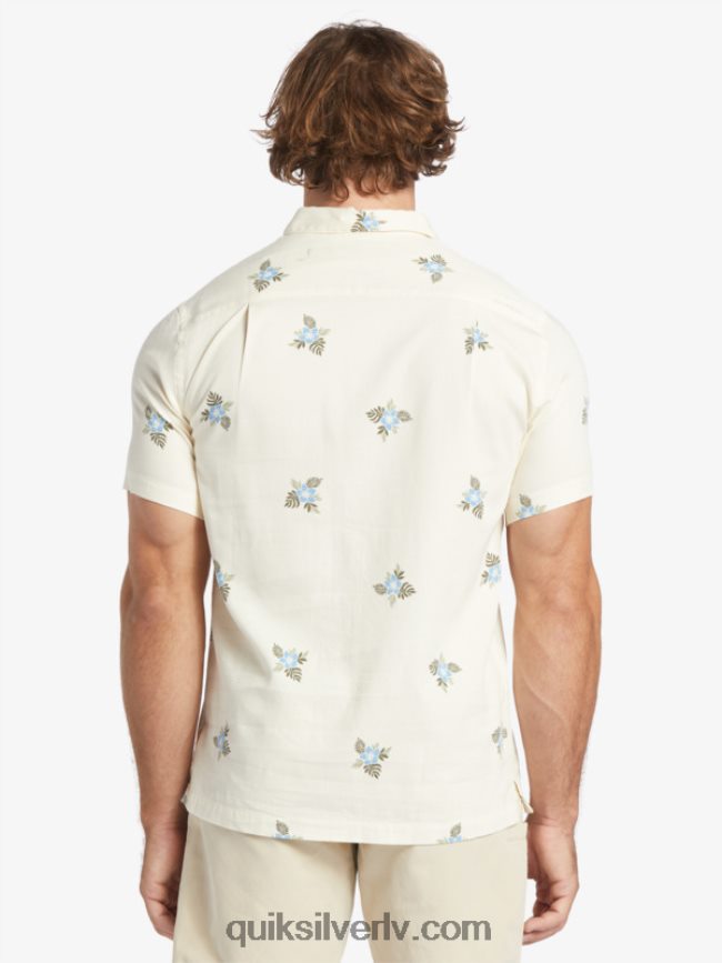 vīriešiem Quiksilver ūdensvīra mazo pedāļu krekls ar īsām piedurknēm antīki balti mazie pedāļi 88064R425