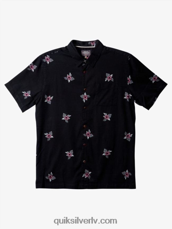 vīriešiem Quiksilver ūdensvīra mazo pedāļu krekls ar īsām piedurknēm melni mazie pedāļi 88064R424