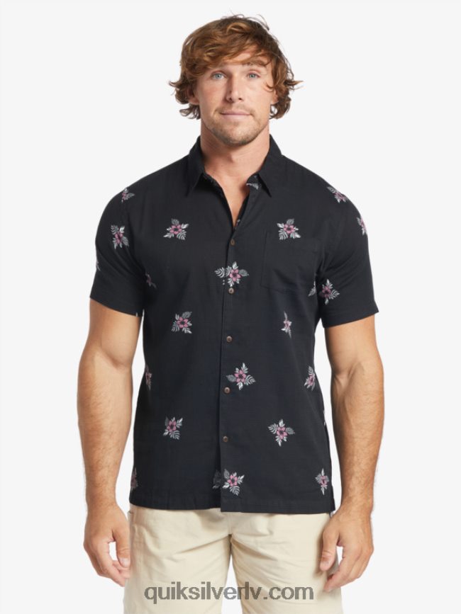 vīriešiem Quiksilver ūdensvīra mazo pedāļu krekls ar īsām piedurknēm melni mazie pedāļi 88064R424