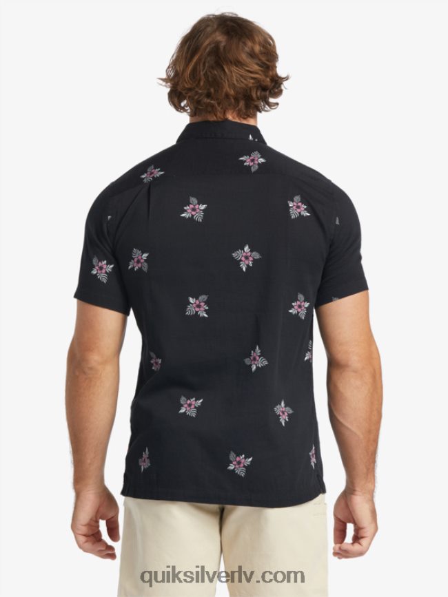 vīriešiem Quiksilver ūdensvīra mazo pedāļu krekls ar īsām piedurknēm melni mazie pedāļi 88064R424