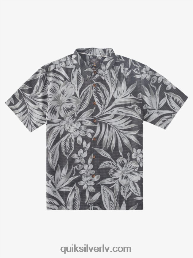 vīriešiem Quiksilver Ūdensvīra vēlo brokastu laika krekls ar īsām piedurknēm melnās vēlās brokastis dienas 88064R1336