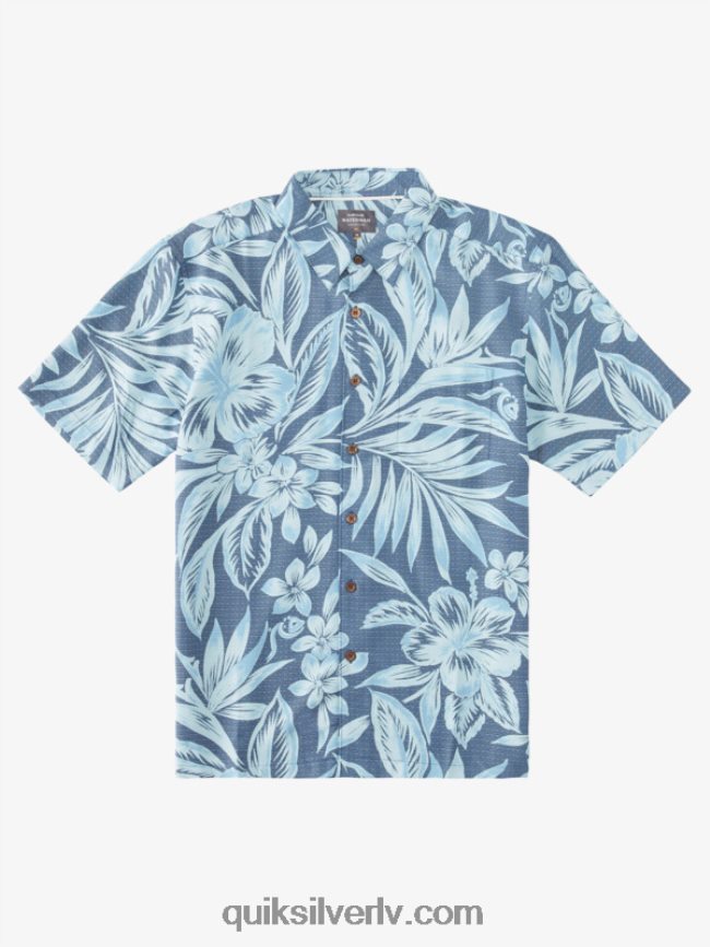 vīriešiem Quiksilver Ūdensvīra vēlo brokastu laika krekls ar īsām piedurknēm praporščika zilās vēlās brokastis dienas 88064R1335