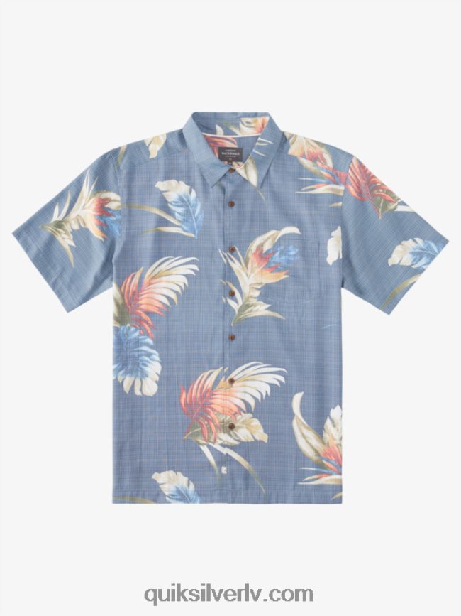 vīriešiem Quiksilver ūdensvīra varavīksnes ziedu krekls ar īsām piedurknēm praporščiks zils varavīksnes ziedu 88064R824