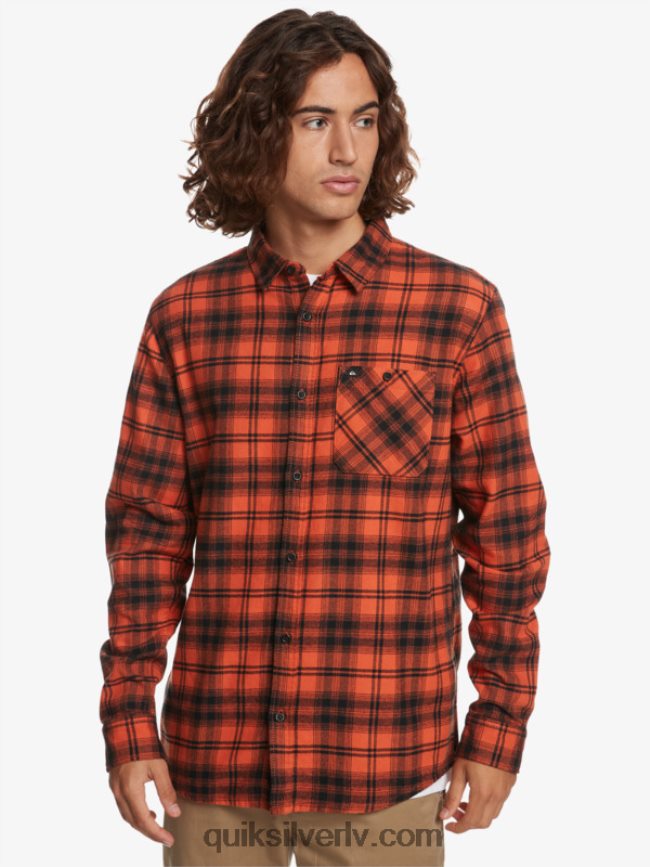 vīriešiem Quiksilver hatton krekls ar garām piedurknēm sadedzināta okera cepure 88064R1559