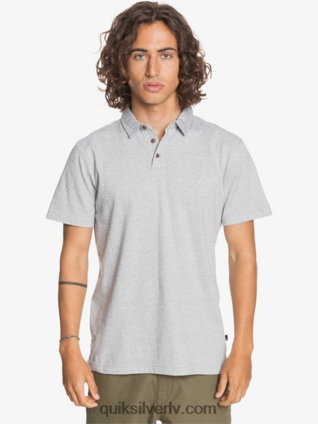 vīriešiem Quiksilver ikdienas saules kruīza polo krekls ar īsām piedurknēm gaiši pelēki virši 88064R1552
