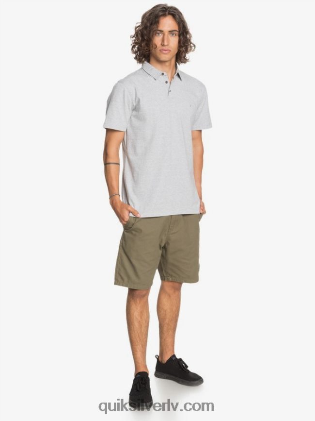 vīriešiem Quiksilver ikdienas saules kruīza polo krekls ar īsām piedurknēm gaiši pelēki virši 88064R1552